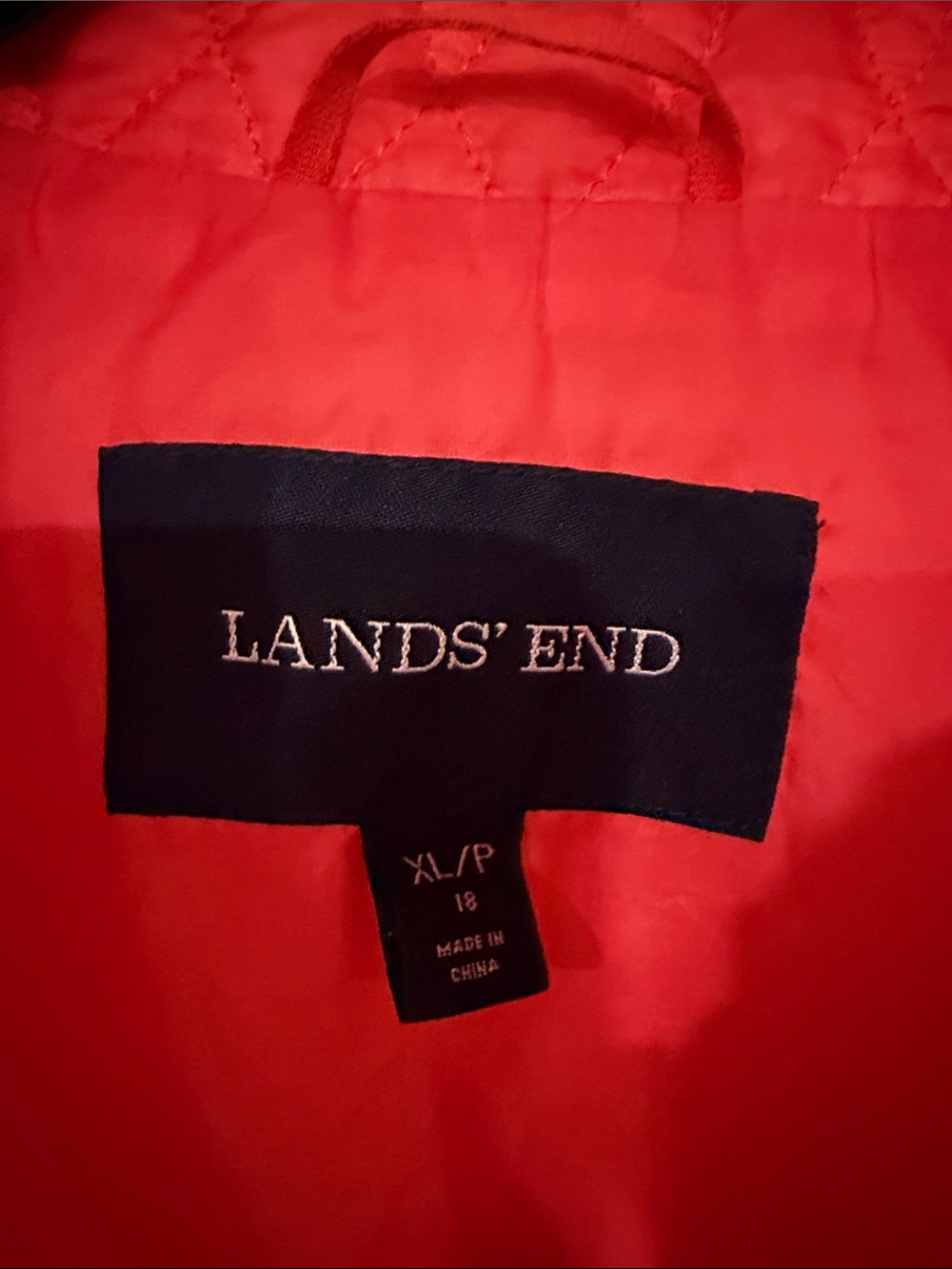 Lands’ End Women’s Quilted Jacket Coral Suze XL Petite 18 Diamond Full Zip - Picture 2 of 3